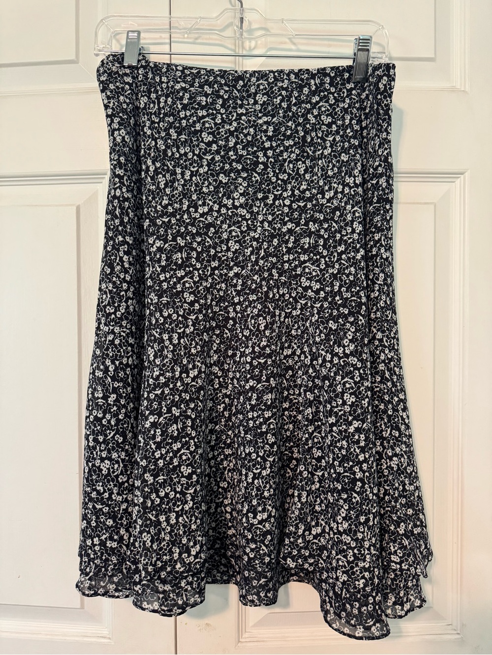Black and White Layered Floral A-Line Skirt by Chaps S